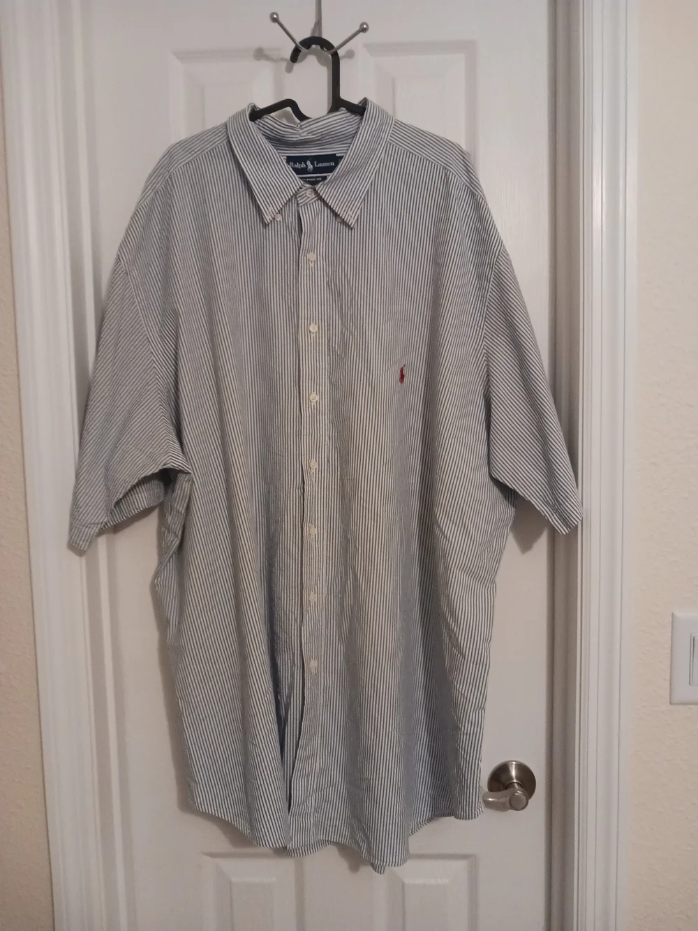 Polo by Ralph Lauren Mens Blue/White Striped Button-Down Shirt 3XLT EUC